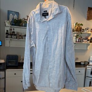 Kenneth Cole Men's Light Gray Checkered Shirt